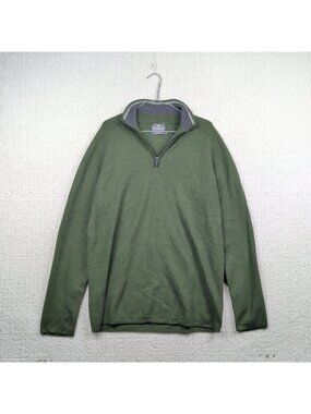 Mack Weldon Mens Premium Tech Merino Quarter Zip Black Military Green Size L